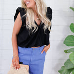 Benny Black Poplin Bubble Hem Top Karlie 