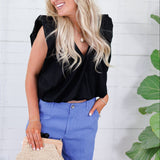 Benny Black Poplin Bubble Hem Top Karlie 