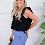 Benny Black Poplin Bubble Hem Top Karlie 