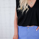 Benny Black Poplin Bubble Hem Top Karlie 