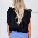 Benny Black Poplin Bubble Hem Top Karlie 