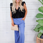 Benny Black Poplin Bubble Hem Top Karlie 