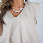 Benny Mocha Poplin Bubble Hem Top Karlie