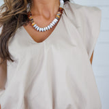 Benny Mocha Poplin Bubble Hem Top Karlie