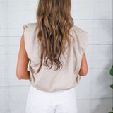 Benny Mocha Poplin Bubble Hem Top Karlie