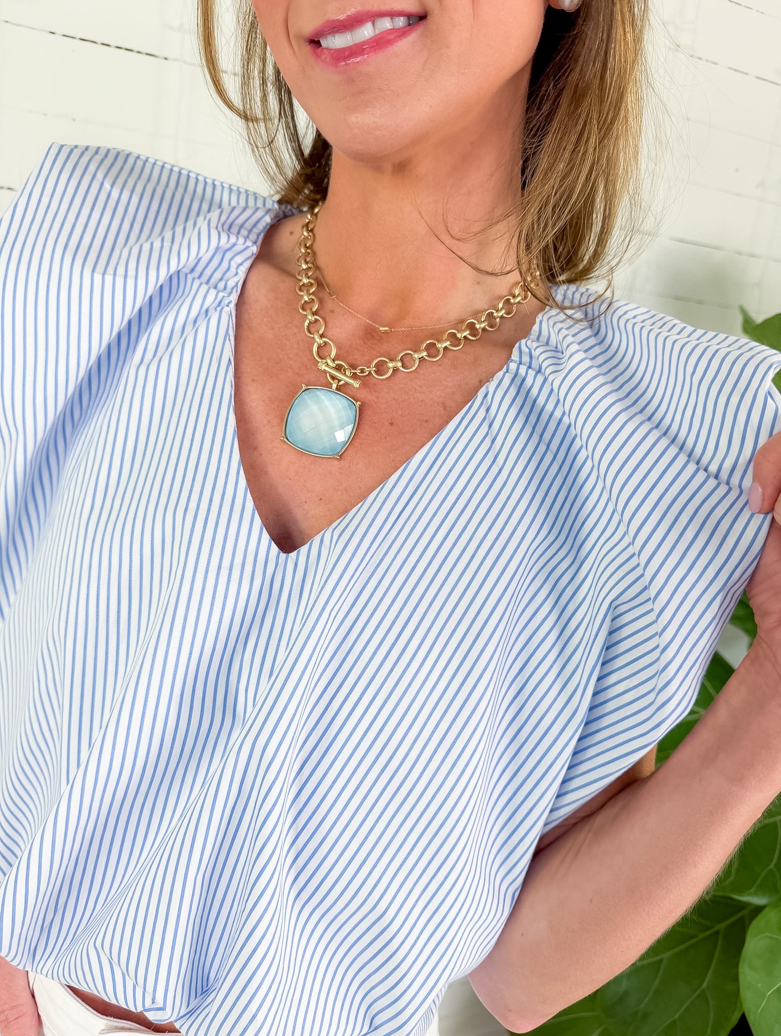 Benny Shirtmaker Stripe Poplin Bubble Hem Top Karlie