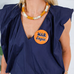 Benny Navy Poplin Bubble Hem Top Karlie