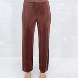 Bernice Chocolate Crinkle Wide Leg Pants FRNCH