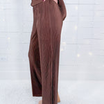 Bernice Chocolate Crinkle Wide Leg Pants FRNCH