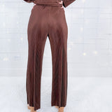 Bernice Chocolate Crinkle Wide Leg Pants FRNCH