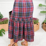 Berry Plaid Flannel Maxi Skirt