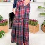 Berry Plaid Flannel Maxi Skirt
