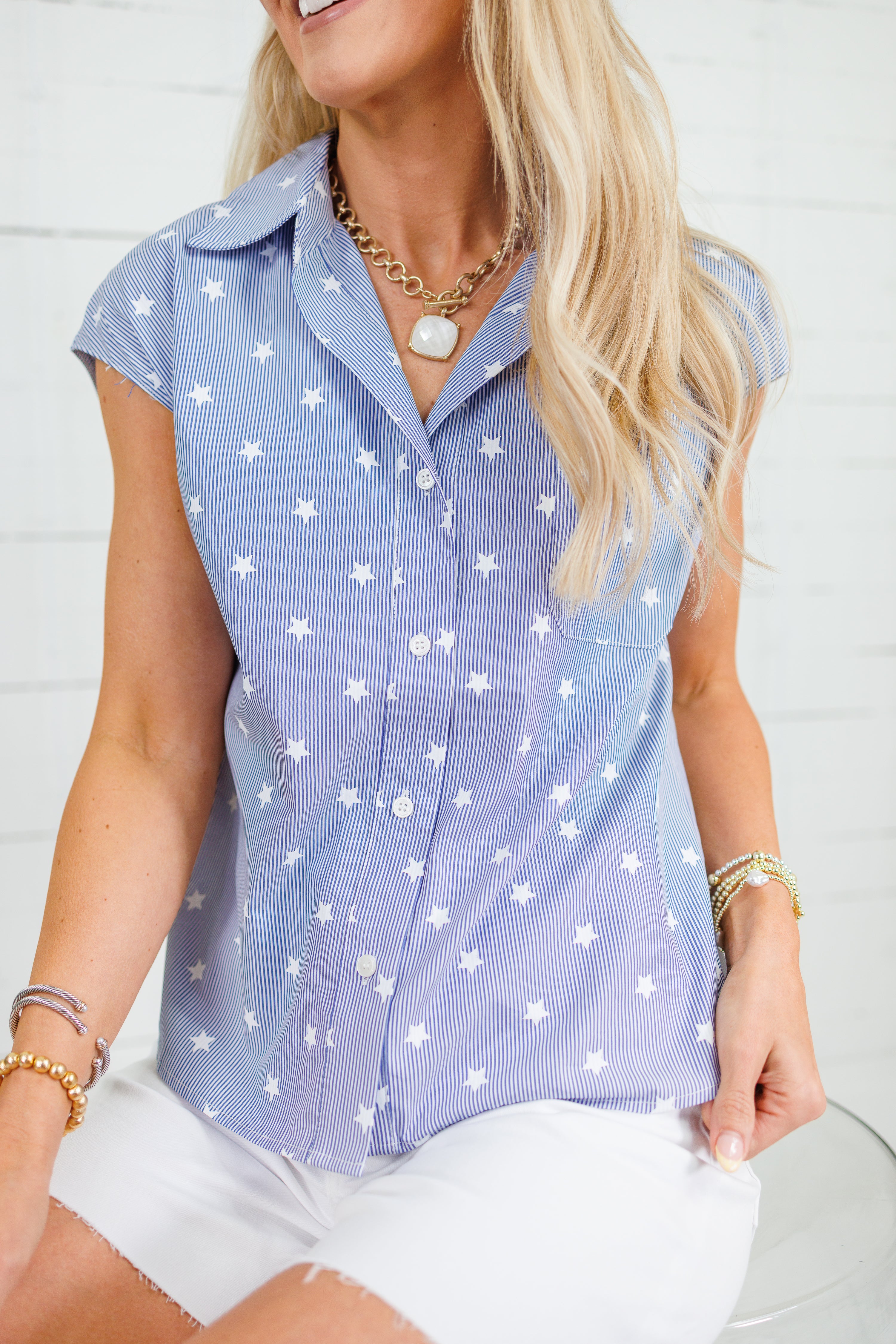 Betsy Ross Star Cap Sleeve Top Current Air