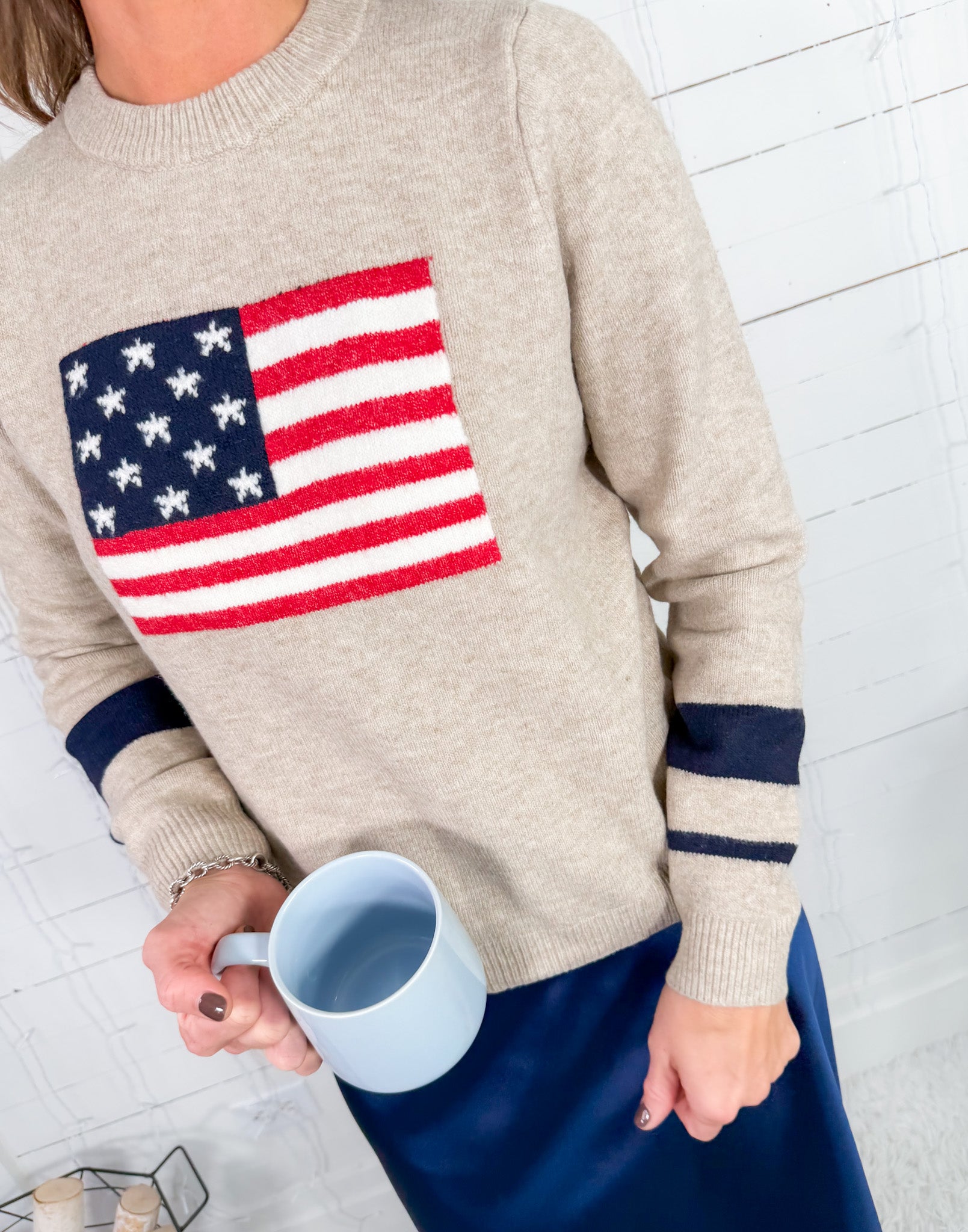 Betsy Toast Knit Flag Sweater THML