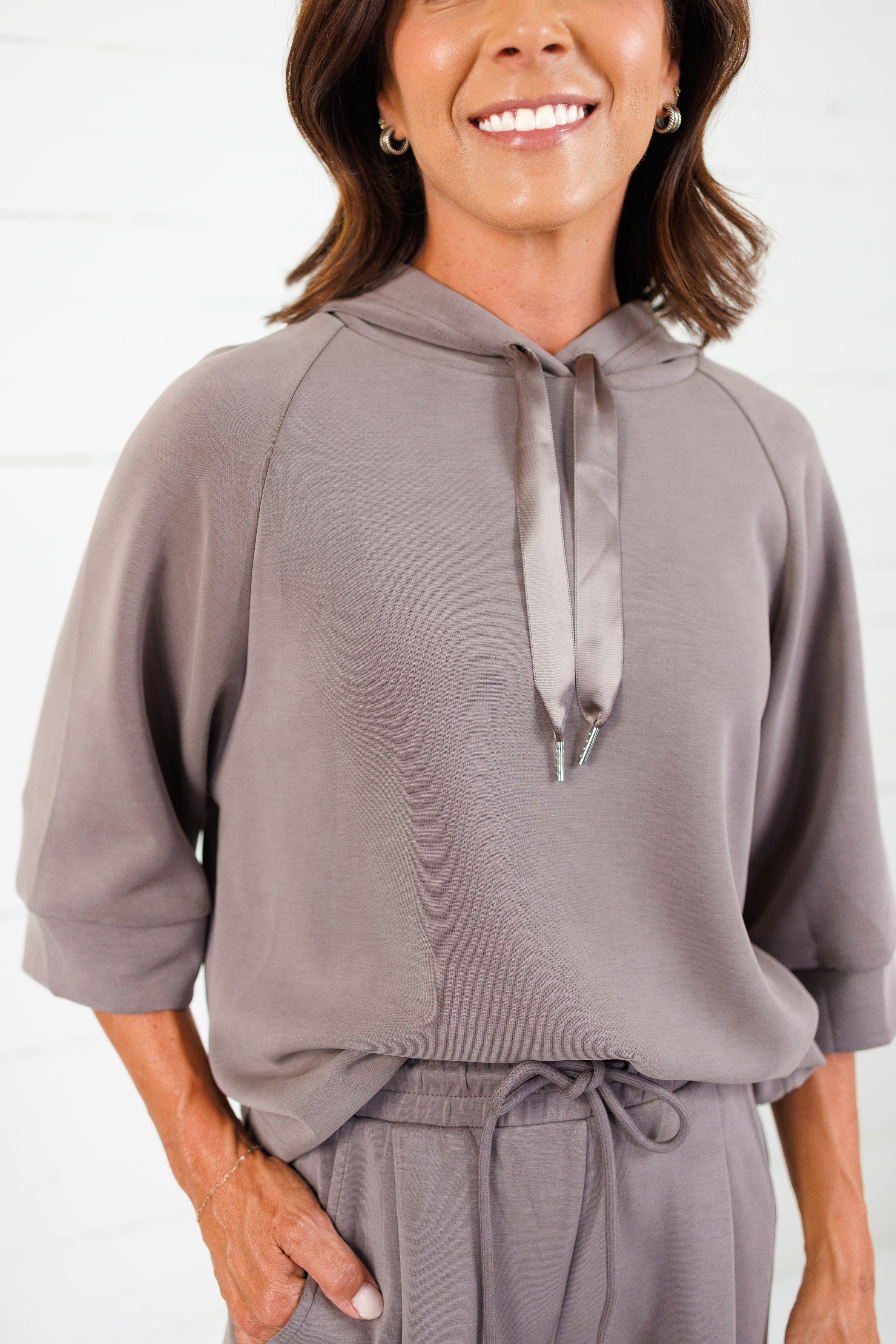 Bettye Mocha Hooded Top See and Be Seen