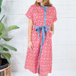 Beverly Red + Sky Midi A-Line Dress THML