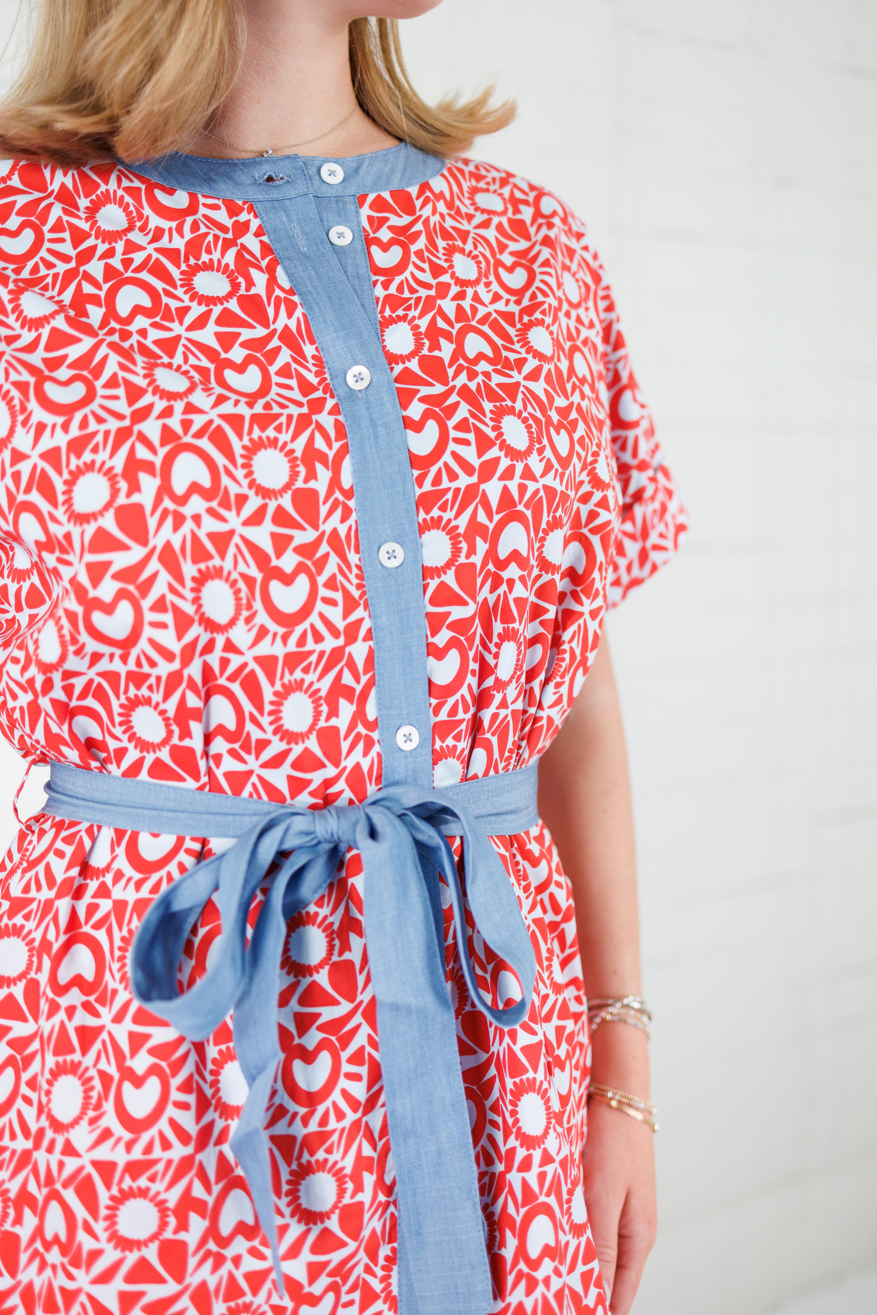 Beverly Red + Sky Midi A-Line Dress THML