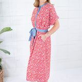 Beverly Red + Sky Midi A-Line Dress THML