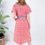 Beverly Red + Sky Midi A-Line Dress THML