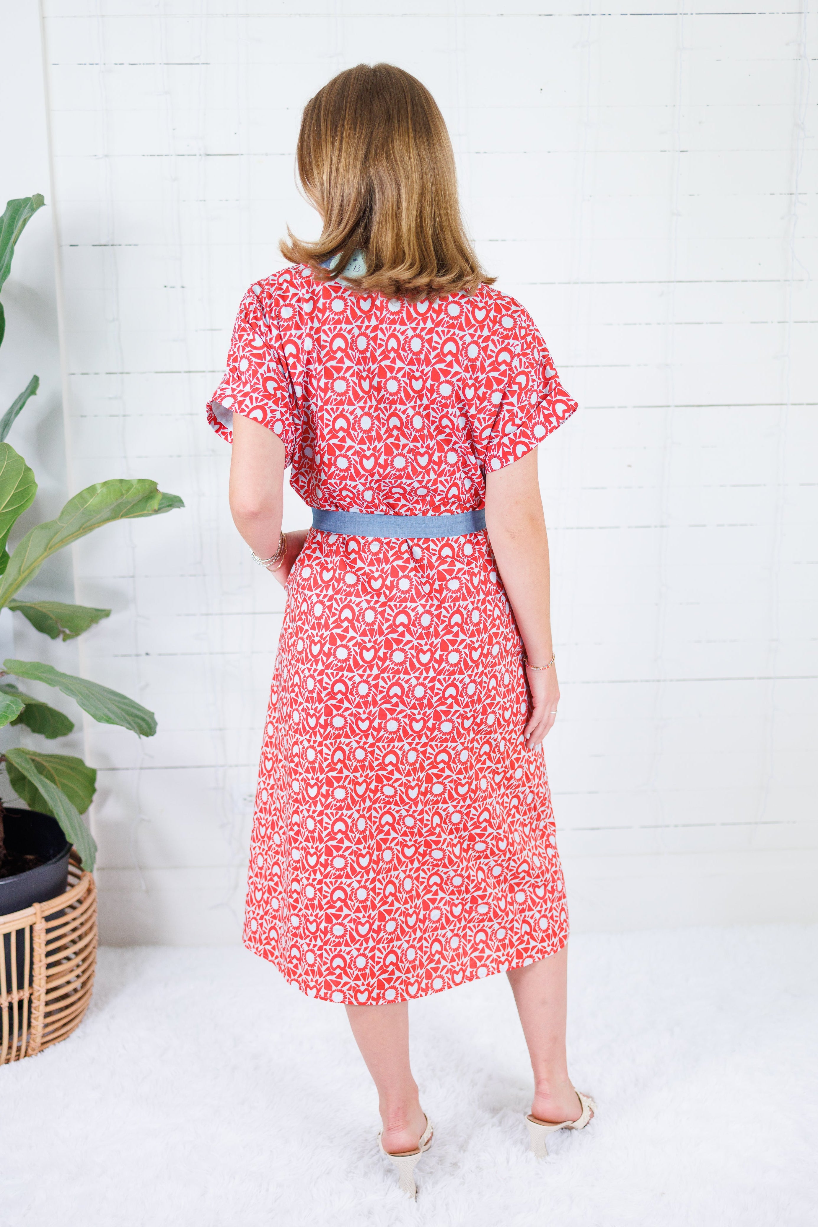 Beverly Red + Sky Midi A-Line Dress THML