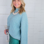 Biggs Aqua Shimmer Turtleneck Sweater Molly Bracken
