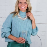 Biggs Aqua Shimmer Turtleneck Sweater Molly Bracken