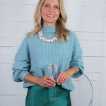 Biggs Aqua Shimmer Turtleneck Sweater Molly Bracken