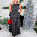 Birdie Black Brocade Peplum Top Sincerely Ours