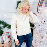 Bisque Pointelle Ruffle Sleeve Sweater