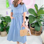 Bixby Blue Striped Midi Dress THML