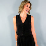 Black Button Front Vest