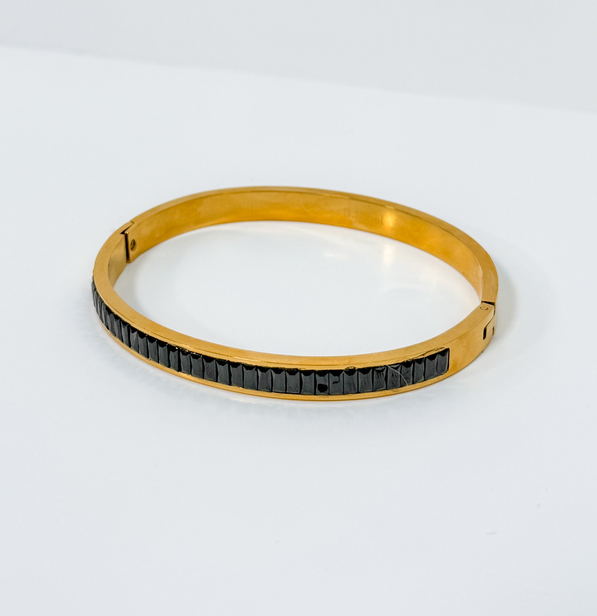 Black Zircon Crystal Gold Dipped Bangle