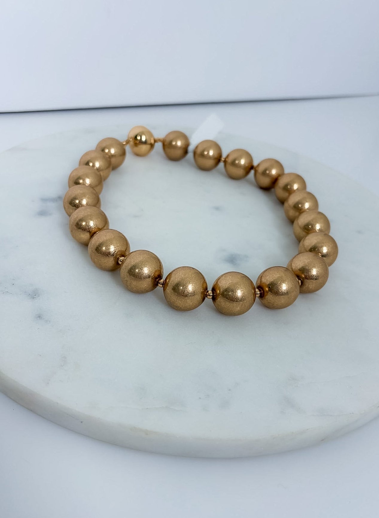 Blaine Worn Gold Ball Beaded Necklace Golden Stella 