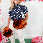 Blair Navy Polka Dot Ruffle Top Prosperina