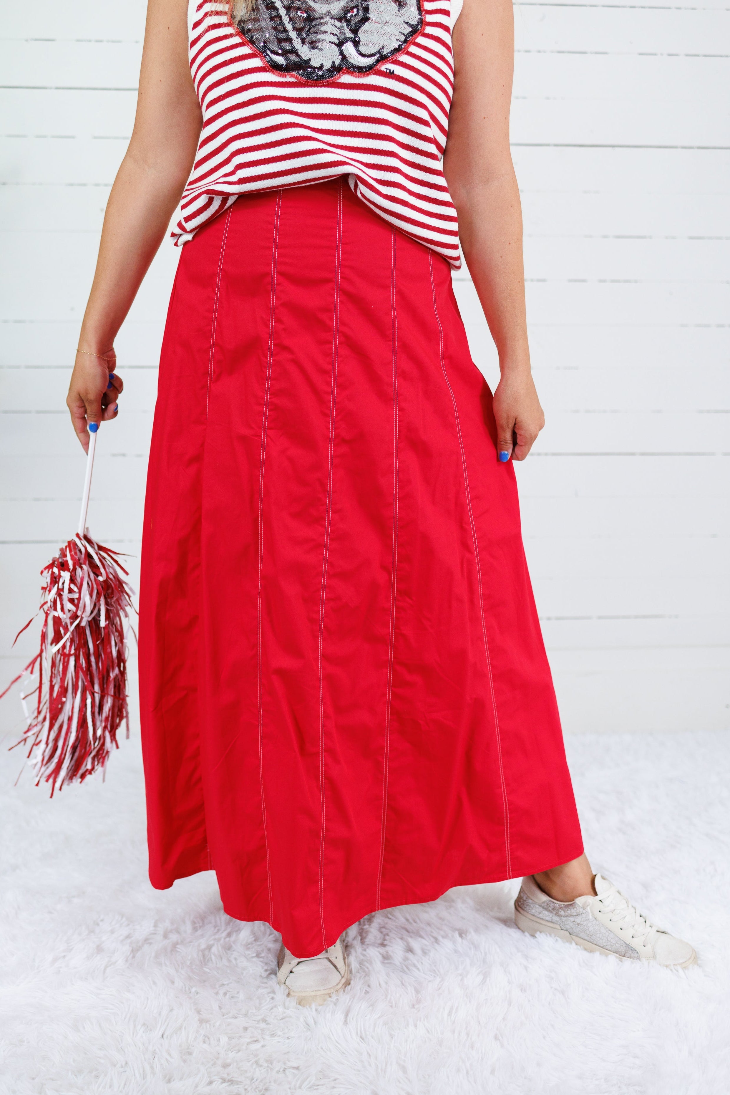 Blair Red Panel Maxi Skirt TCEC