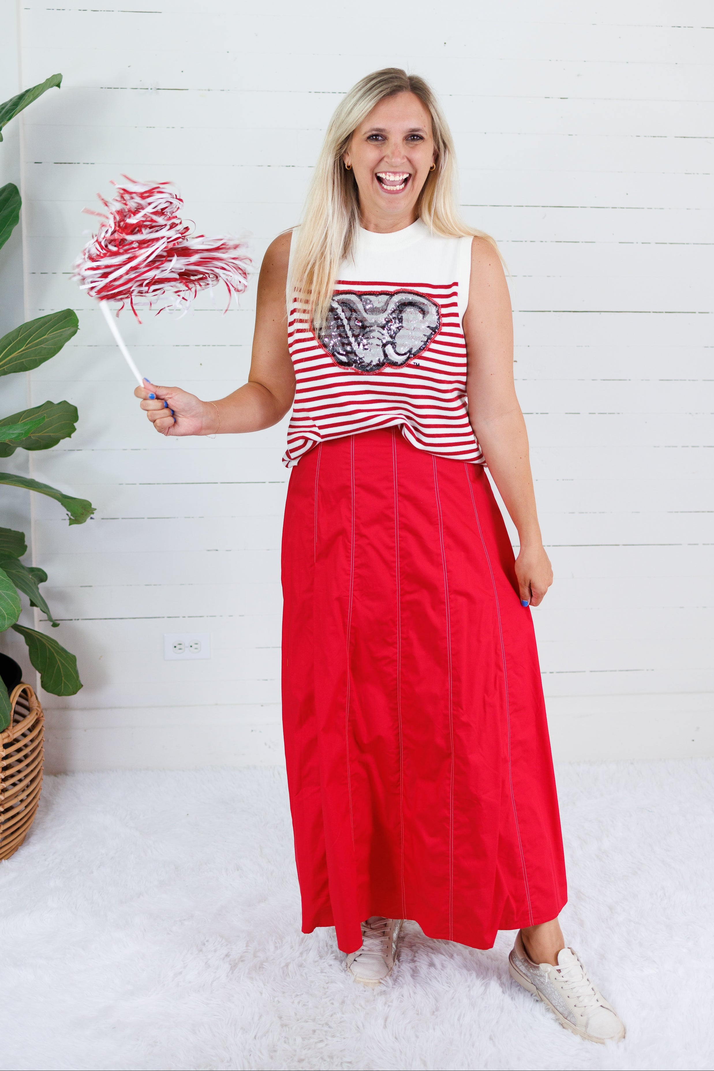 Blair Red Panel Maxi Skirt TCEC
