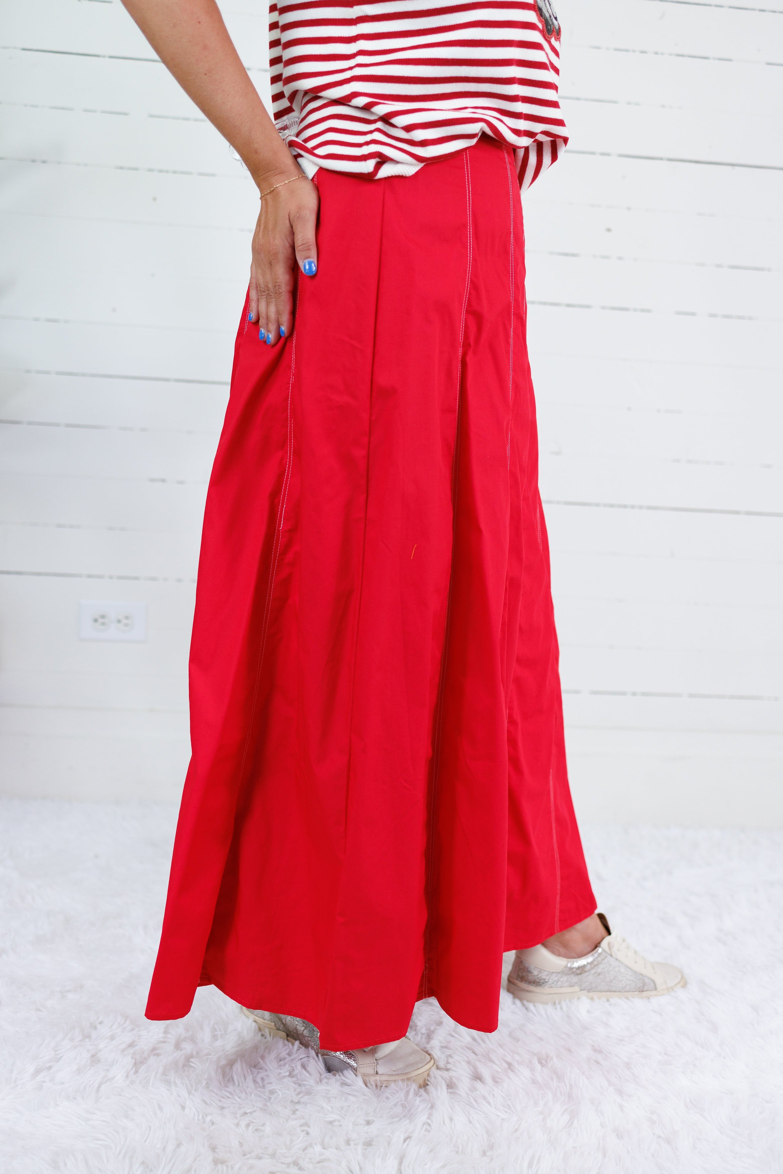 Blair Red Panel Maxi Skirt TCEC
