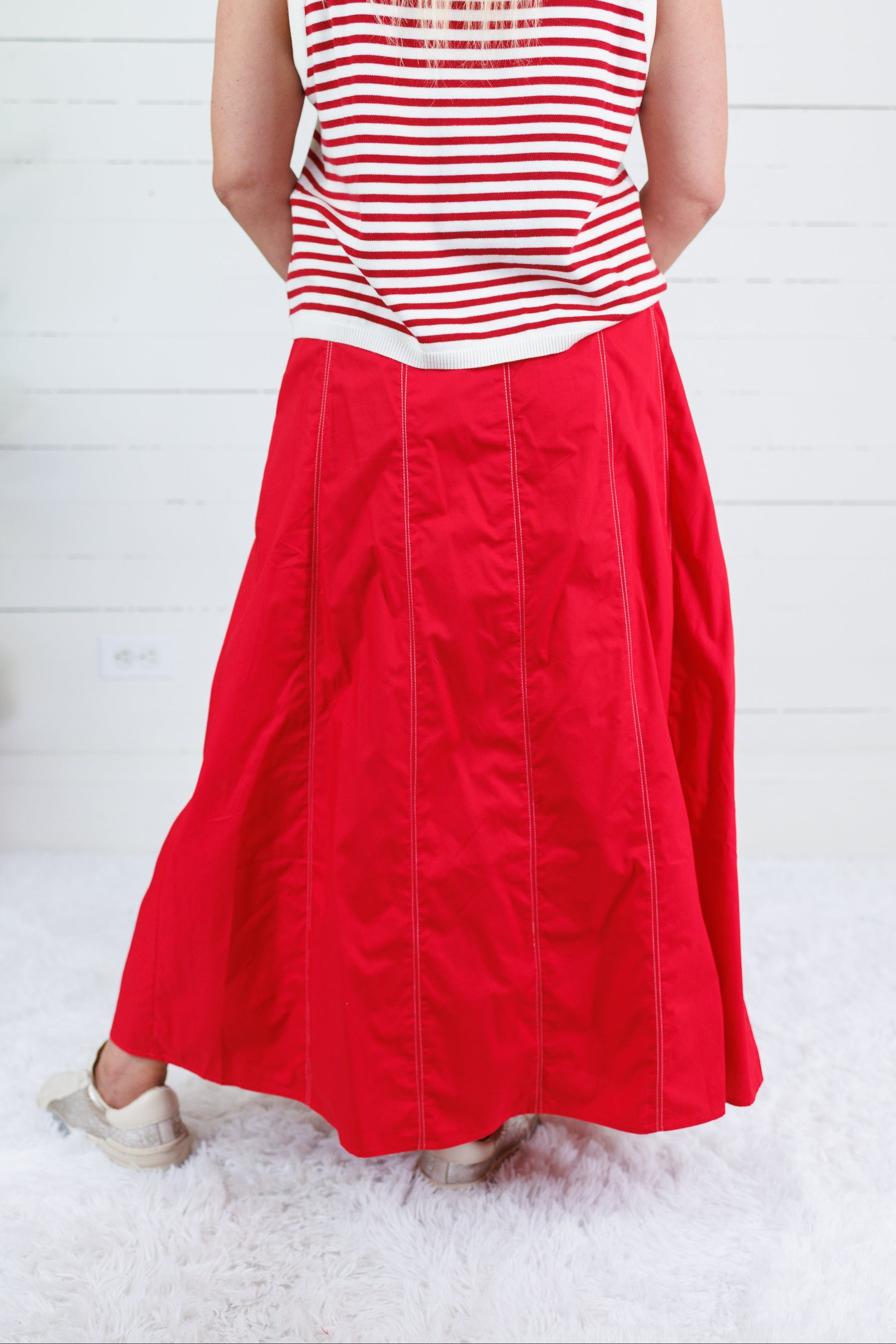 Blair Red Panel Maxi Skirt TCEC