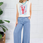 Blake Blue Ribbon High Rise Wide Leg Pant Kut