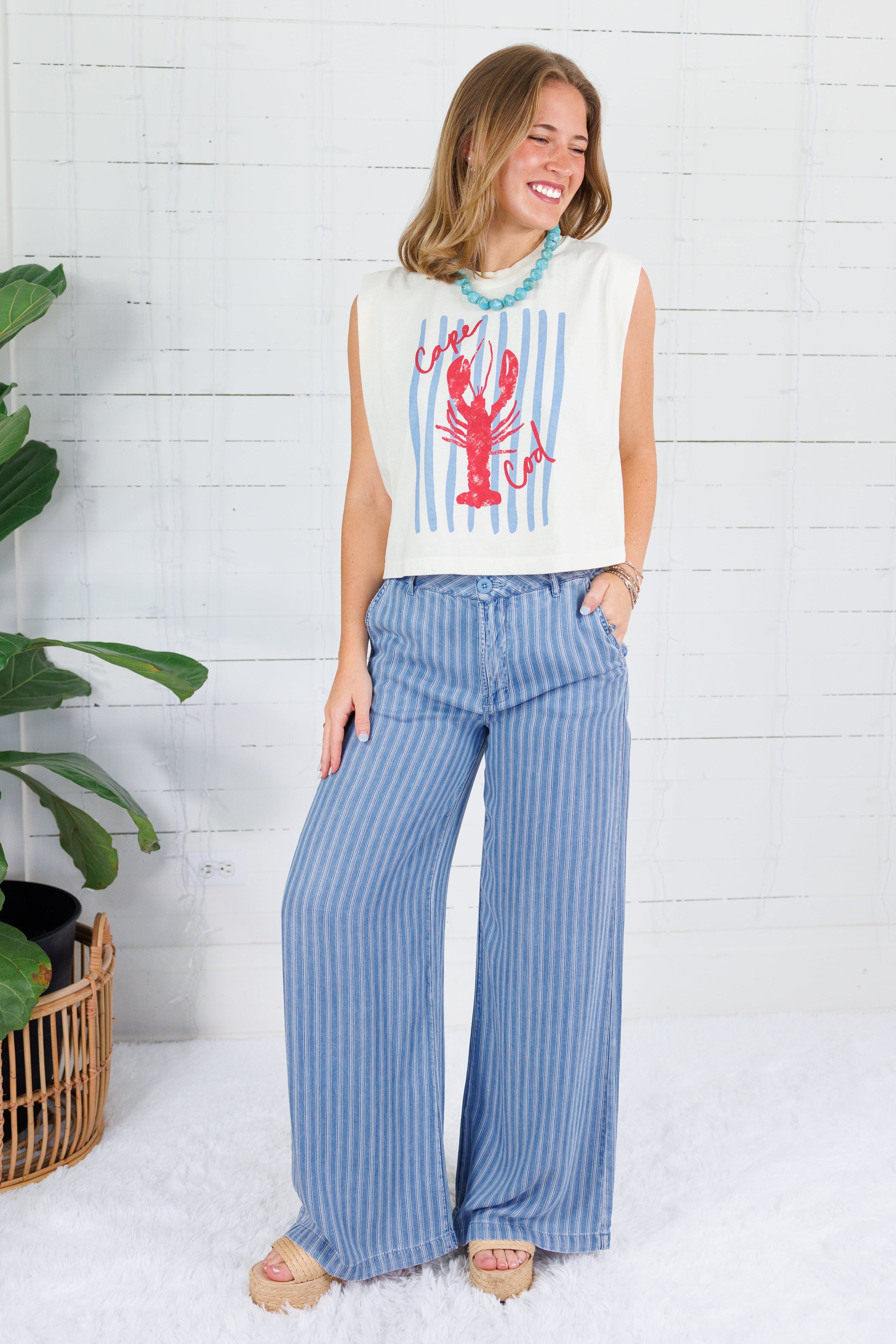 Blake Blue Ribbon High Rise Wide Leg Pant Kut