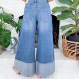 Blake Medium Wash Wide Leg Deep Hem Jeans