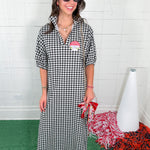 Blakely Black Seersucker Gingham Midi Dress Adrienne