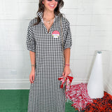 Blakely Black Seersucker Gingham Midi Dress Adrienne