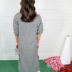 Blakely Black Seersucker Gingham Midi Dress Adrienne