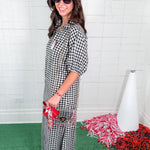 Blakely Black Seersucker Gingham Midi Dress Adrienne