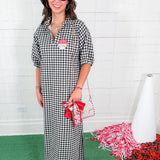 Blakely Black Seersucker Gingham Midi Dress