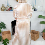 Blakely Brown Ten Stripe Midi Dress Adrienne