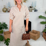 Blakely Brown Ten Stripe Midi Dress Adrienne
