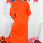 Blakely Orange Pinstripe Midi Dress Adrienne