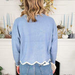 Bluebell Misty Blue + Cream Scallop Sweater